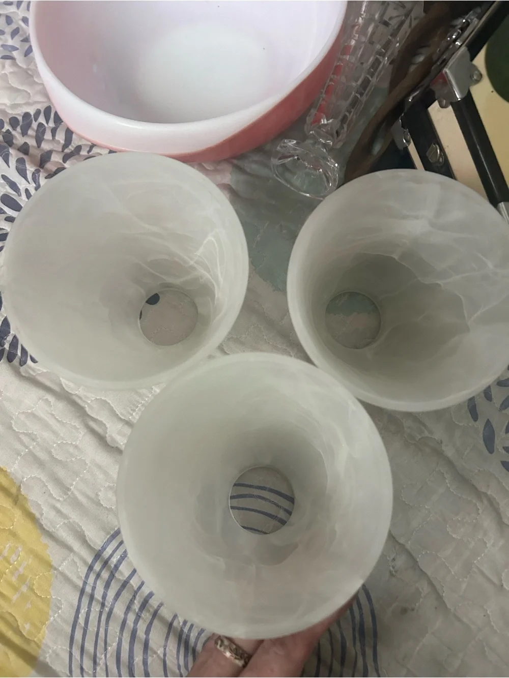 Frosted White Swirl Glass Shade - Set of 3